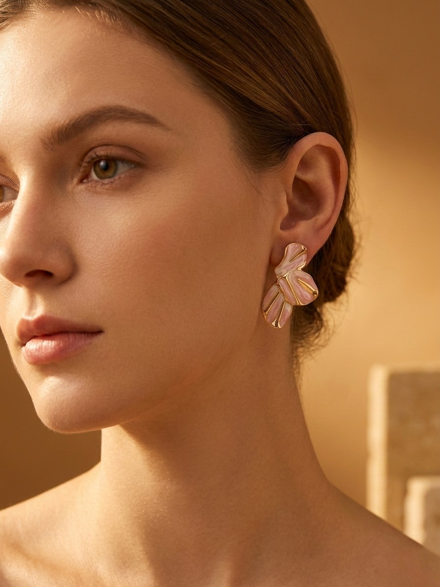 Boucles d’oreilles fleur rose