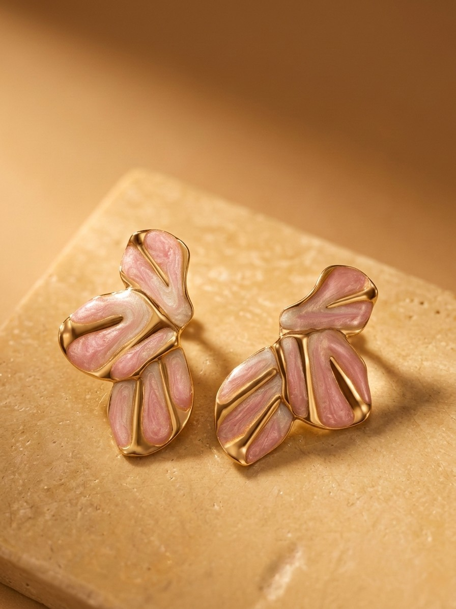 Boucles d’oreilles fleur rose