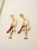 Boucles d’oreilles minimaliste doré Red fish Bijou tendance femme